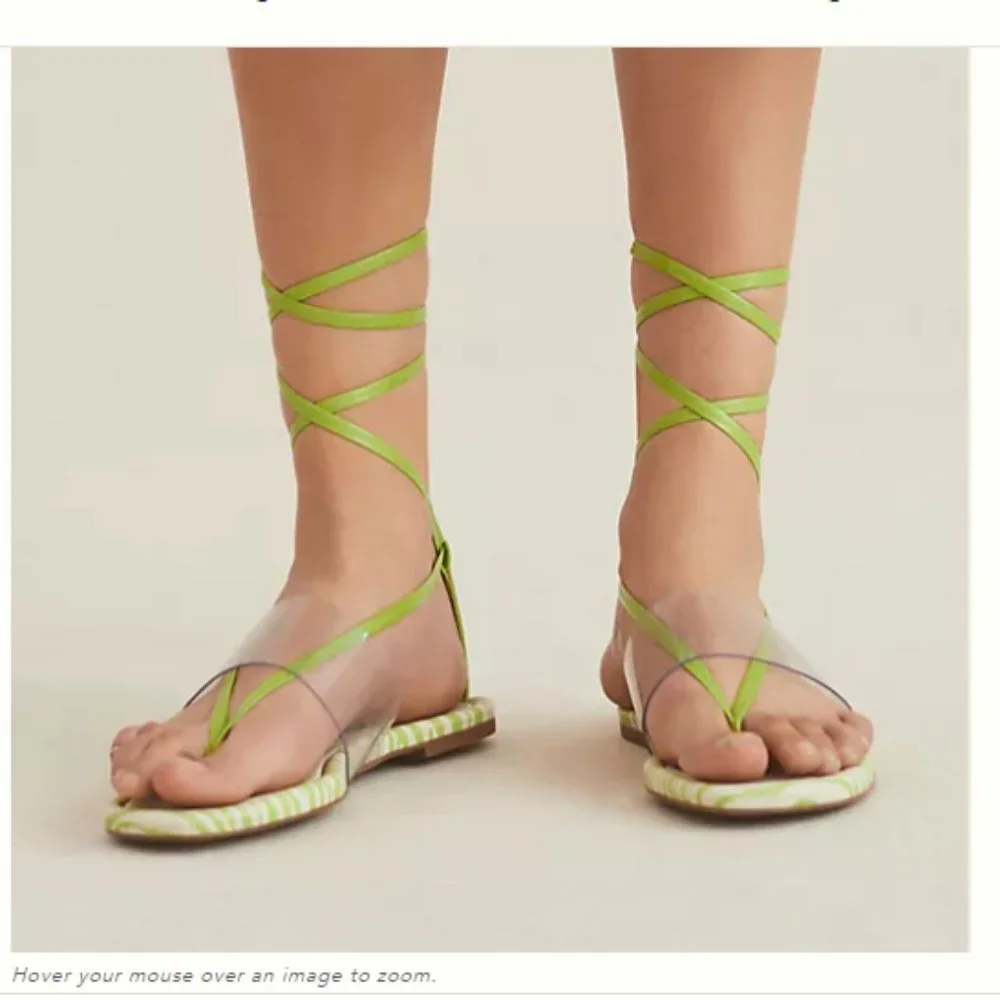 NWT Anthropologie Vicenza  Transparent Zebra Sandals in Lime